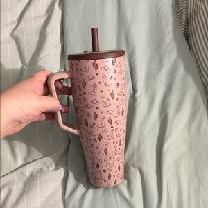 Brumate Pink Western Patterned Travel Tumbler with Straw